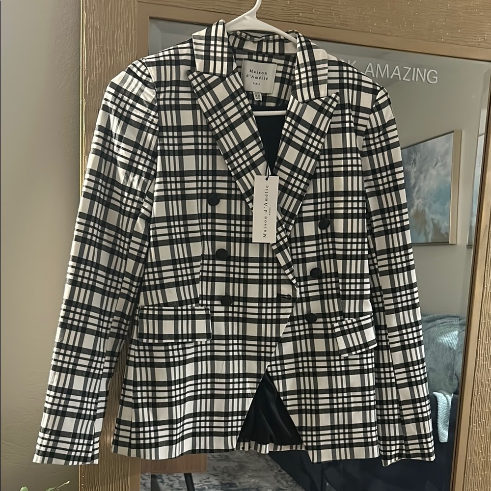Maison D Amelie Paris Black and White Checkered Vest with Tailored Fit